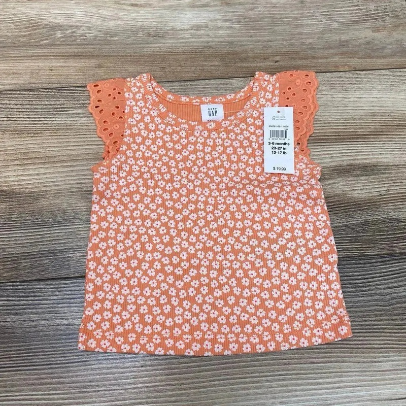 NEW Baby Gap Ribbed Eyelet Tank Top sz 3-6m Orange 3-6m New