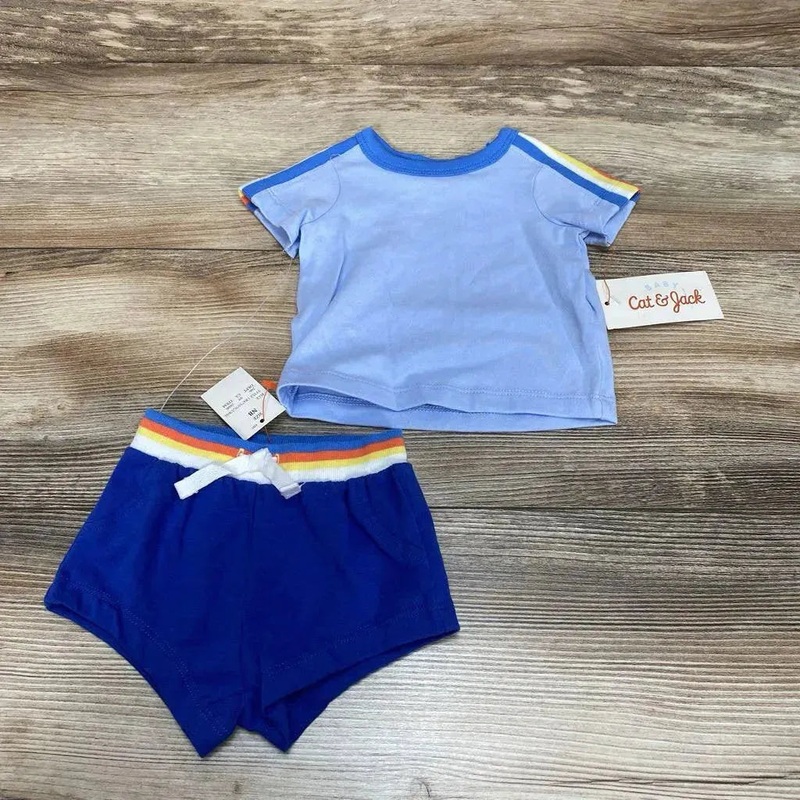 NEW Cat & Jack 2pc Shirt & Shorts sz NB Blue NB New