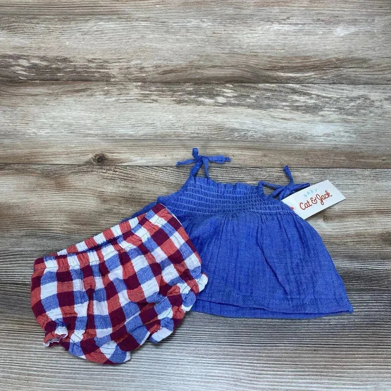 NEW Cat & Jack 2pc Smocked Top & Bloomers sz 0-3m Blue 0-3m New