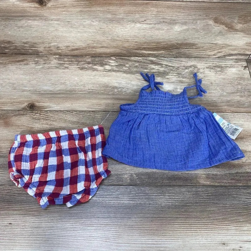 NEW Cat & Jack 2pc Smocked Top & Bloomers sz 3-6m Blue 3-6m New