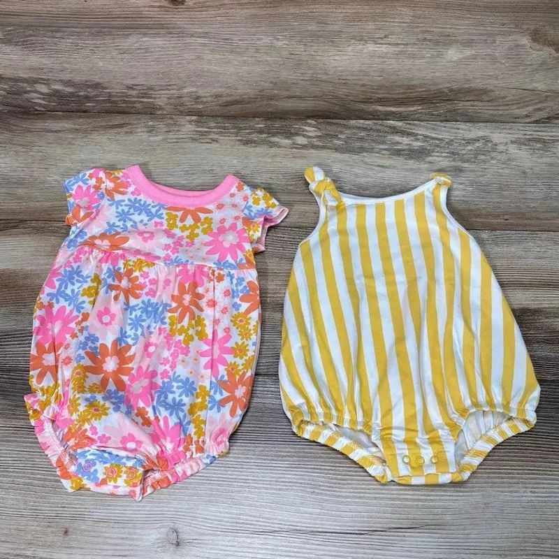 NEW Cat & Jack 2pk Bubble Rompers sz 3-6m Pink 3-6m New