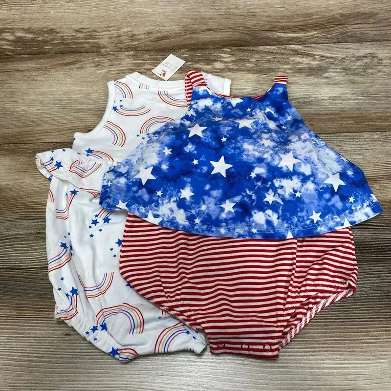 NEW Cat & Jack 2pk Rainbow Romper sz 18m Red/Wht 18m New