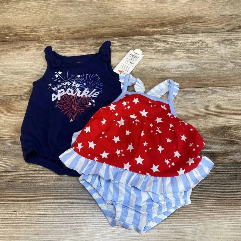 NEW Cat & Jack 3pc Born To Sparkle Romper Set sz 0-3m Navy 0-3m New