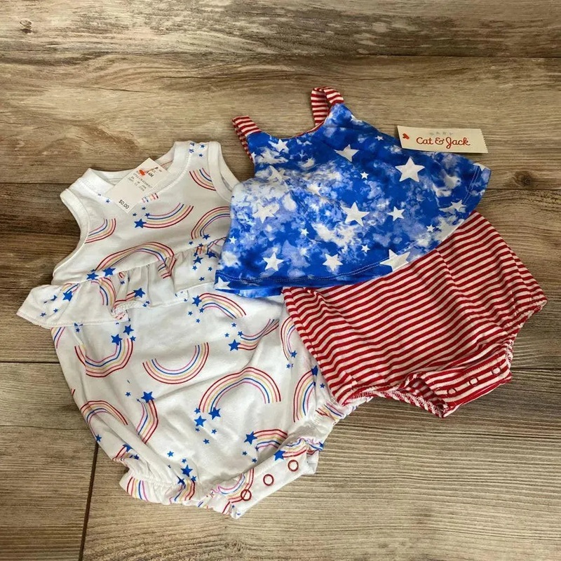 NEW Cat & Jack Baby Rainbow Romper sz 3-6m Red/Wht 3-6m New