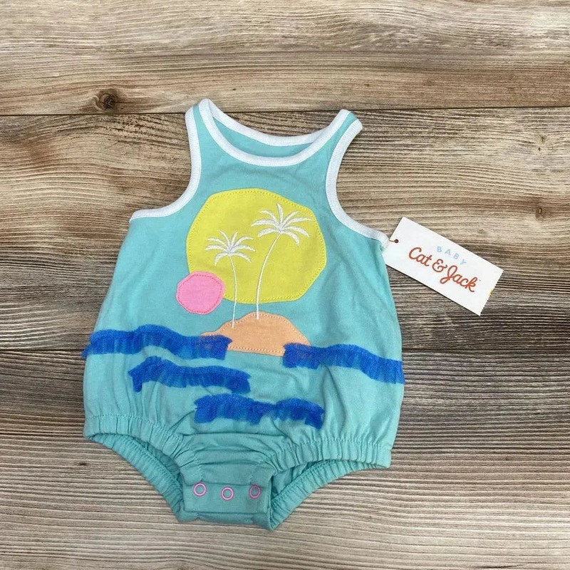 NEW Cat & Jack Beach Applique Romper sz NB Blue NB New
