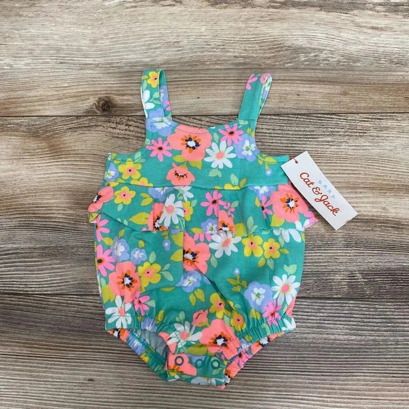 NEW Cat & Jack Floral Sunsuit sz NB Green NB New