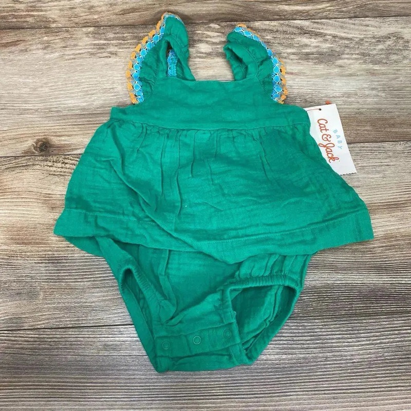 NEW Cat & Jack Muslin Bodysuit Dress sz 3-6m Green 3-6m New