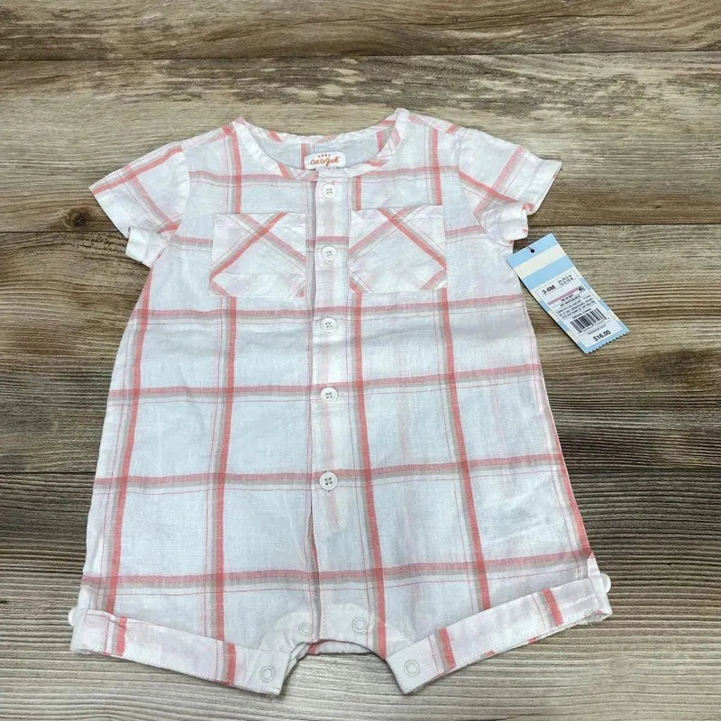 NEW Cat & Jack Plaid Shortie Romper sz 3-6m White 3-6m New