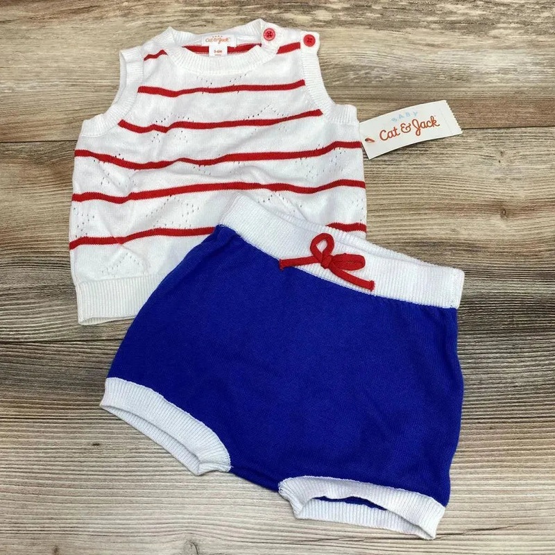 NEW Cat & Jack Star Top & Short Set sz 3-6m White 3-6m New