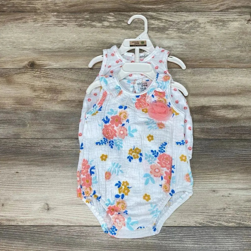 NEW Chick Pea 2Pk Floral Romper sz 3-6m White 3-6m New