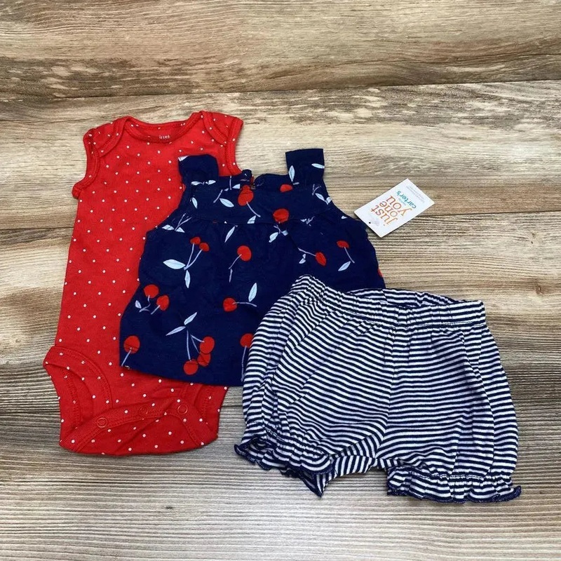 NEW Just One You 3pc Cherries Bodysuit Set sz 3m Red 3m New