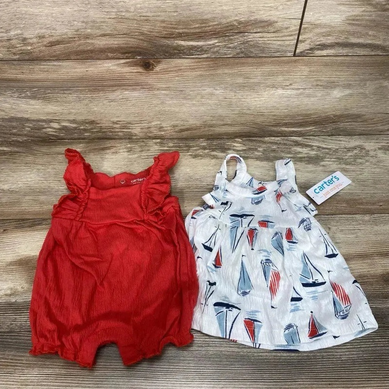 NEW Just One You 3pc Dress & Romper Set sz 3m Red 3m New