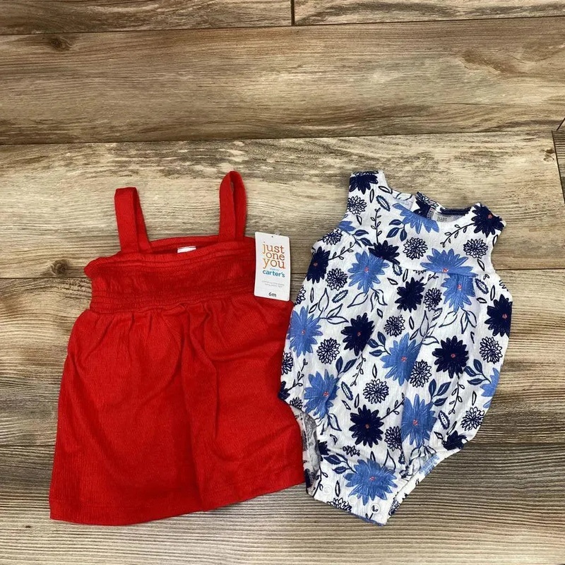 NEW Just One You 3pc Floral Romper Set sz 6m Red 6m New
