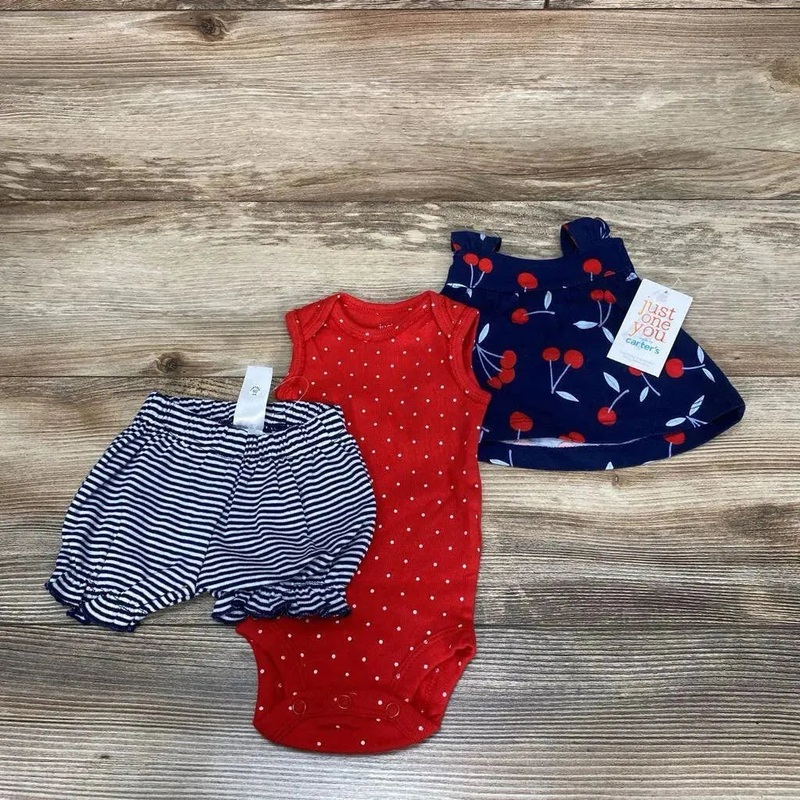 NEW Just One You Cherry Tank, Bodysuit & Short Set sz NB Navy NB New