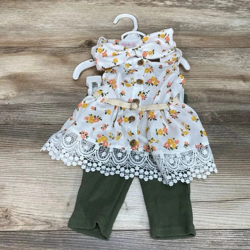NEW Little Lass 3pc Floral Top & Leggings Set sz 3-6m White 3-6M New
