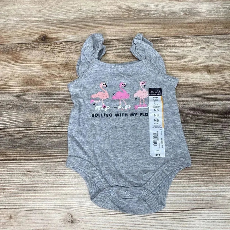 NEW Okie Dokie Flamingo Bodysuit sz NB Grey NB New