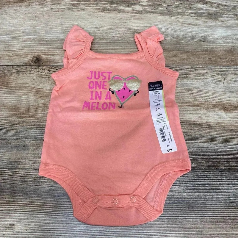 NEW Okie Dokie One In A Melon Ruffle Sleeve Bodysuit sz 3m Coral 3m New