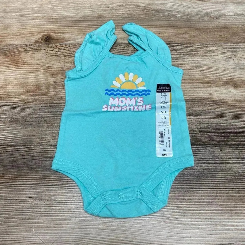 NEW Okie Dokie Tank Bodysuit Mom’s Sunshine sz Newborn Aqua NB New