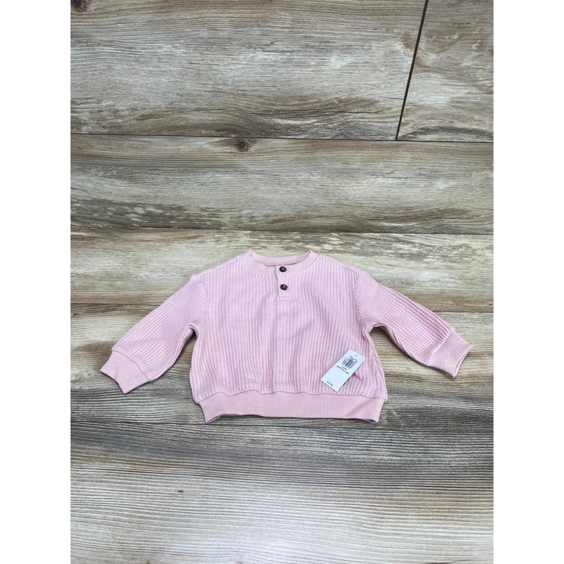NEW Old Navy Waffle Knit Henley Shirt Pink sz 3-6m