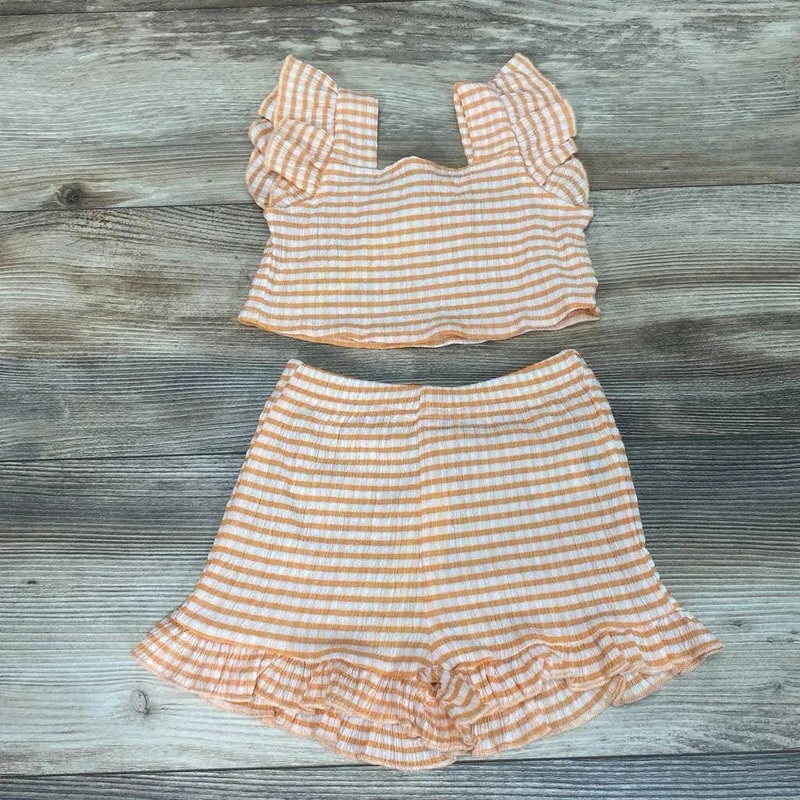 NEW Shein 2Pc Gingham Outfit sz 3-6m Orange 3-6m Used