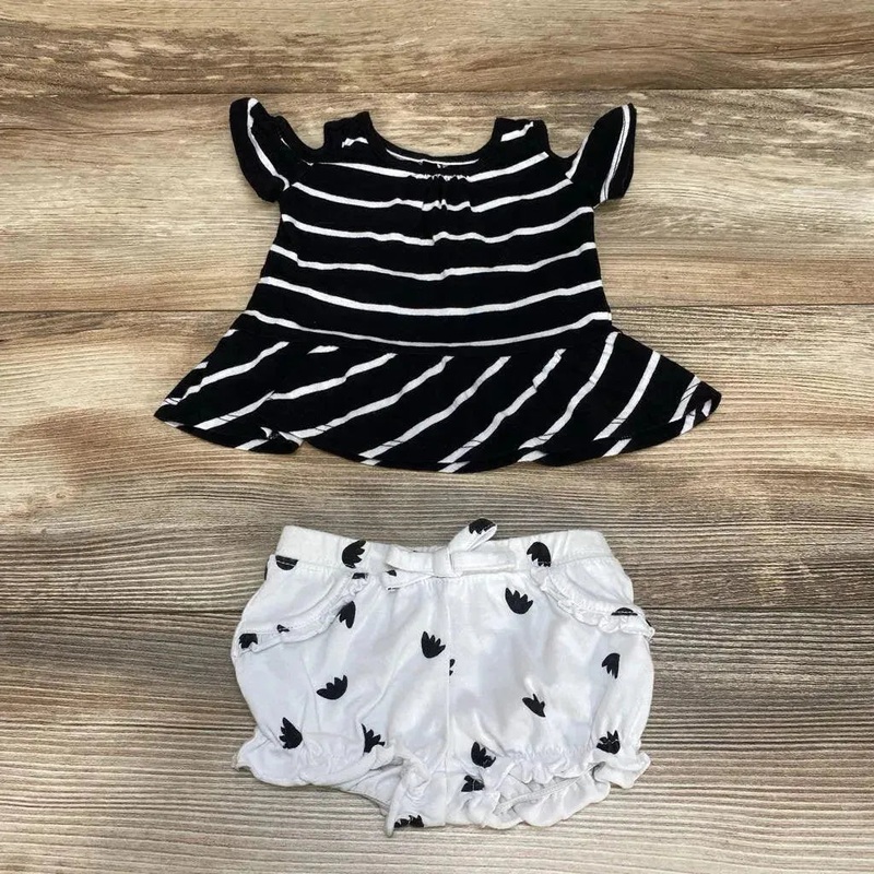 Okie Dokie 2pc Striped Shirt & Shorts sz NB Black NB Used