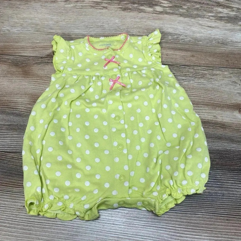 Simple Joys Polka Dot Shortie Romper sz 0-3m Green 0-3m Used