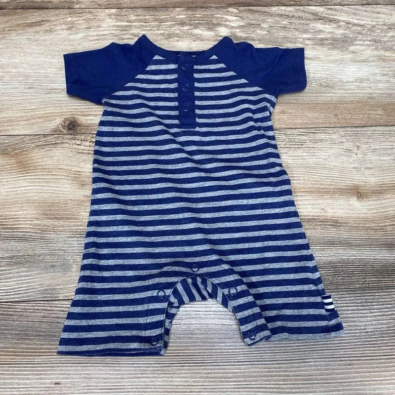 Splendid Striped Henley Romper sz 0-3m Blue 0-3m Used