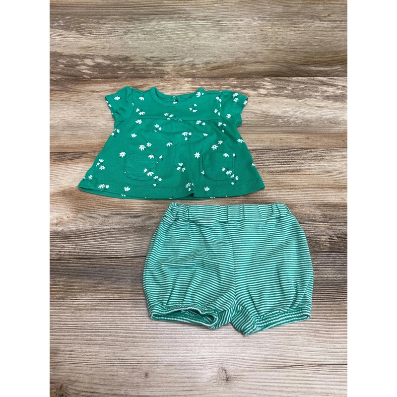 Carter’s 2Pc Floral Top & Shorts Green sz 3m