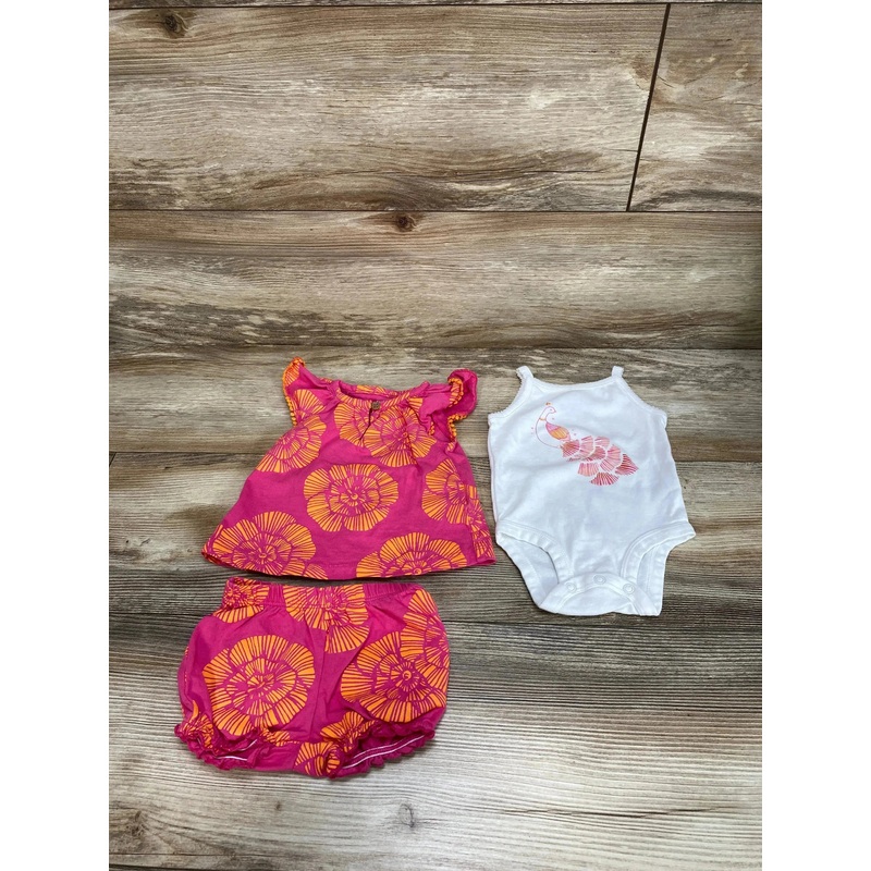Carter’s 3pc Floral Top & Shorts Set Pink sz 3m