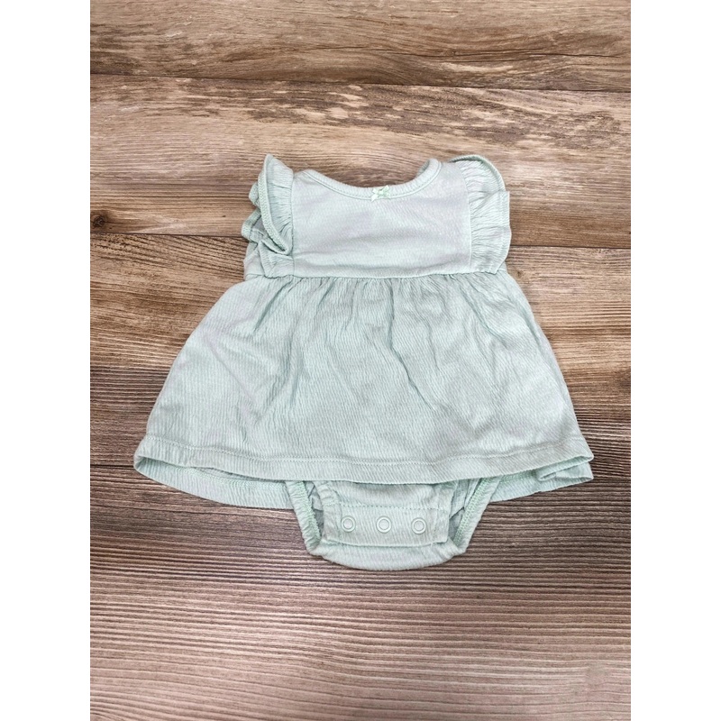 Carter’s Flutter Sleeve Bodysuit Dress Green sz Newborn