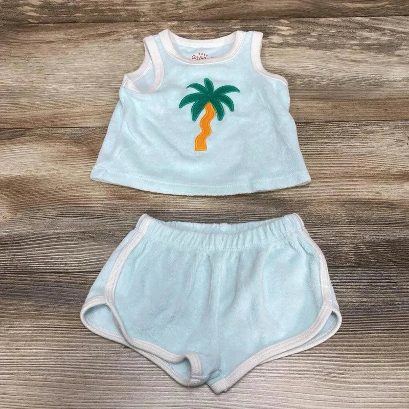Cat & Jack 2pc Terry Cloth Tank Top & Shorts sz 0-3m Mint 0-3m Used