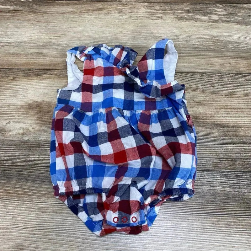 Cat & Jack Gingham Ruffle Bubble Romper sz 12m Red 12m Used