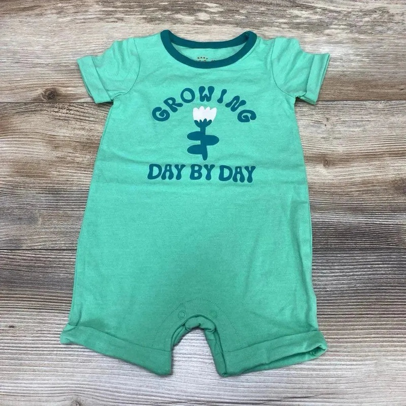 Cat & Jack Growing Day Shortie Romper sz 3-6m Green 3-6m Used