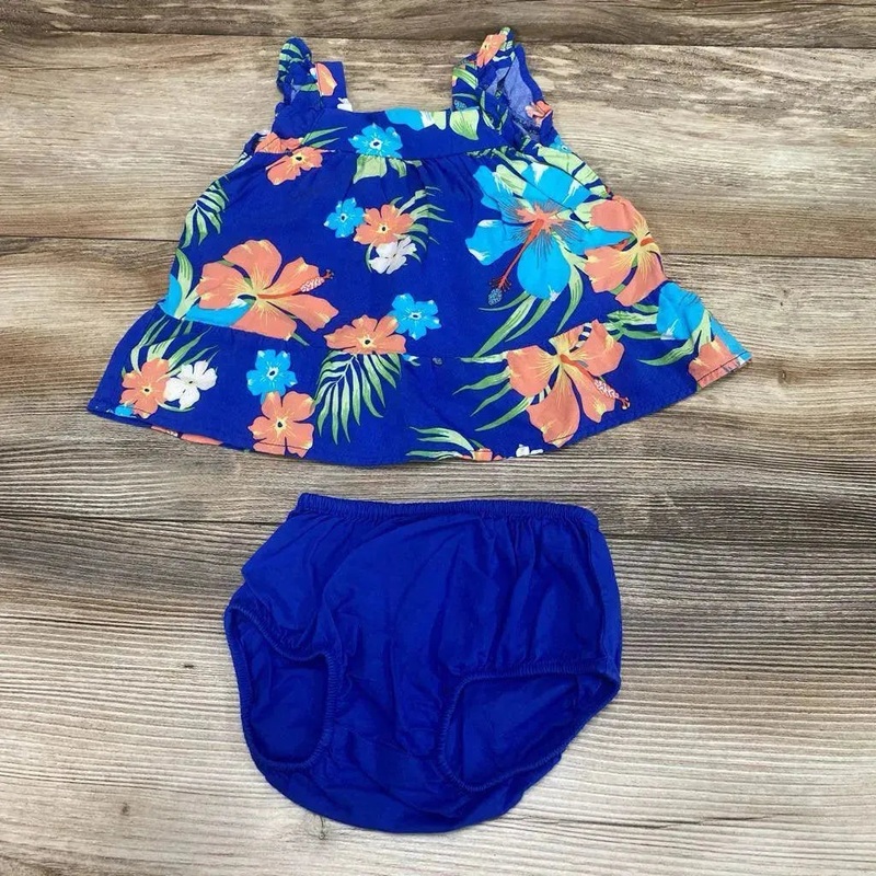 Children’s Place 2pc Floral Tropical Dress & Bloomers sz 0-3m Blue 0-3m Used