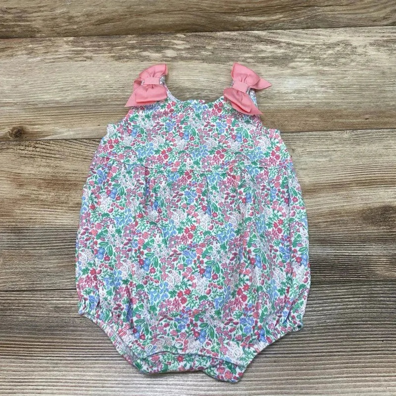 Janie & Jack Floral Bow Strap Romper sz 3-6m White 3-6m Used