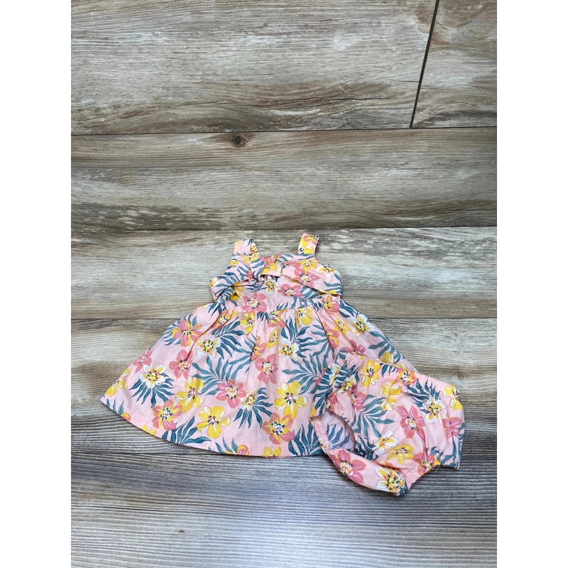 Little Lass Tropical Dress & Bloomers Coral sz 3-6m