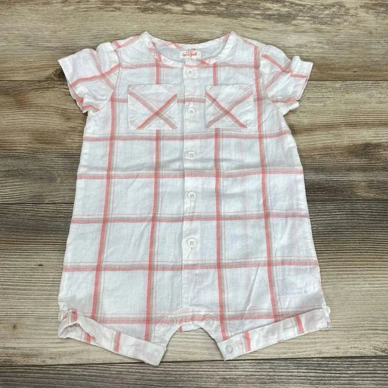 NEW Cat & Jack Plaid Shortie Romper sz 12m White 12m New