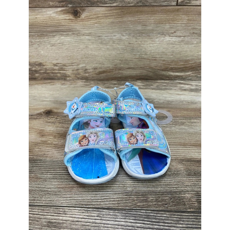 NEW Disney Frozen Adventure Ankle Strap Light Up Sandals Blue sz 8c