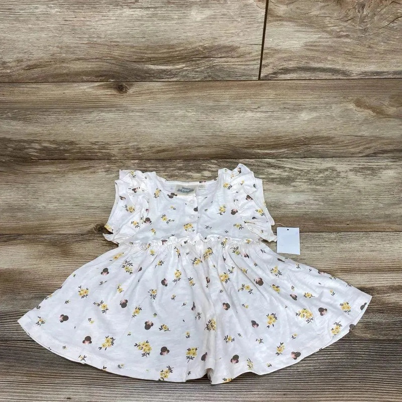 NEW Disney Junior Minnie Floral Henley Dress sz 12m White 12m New