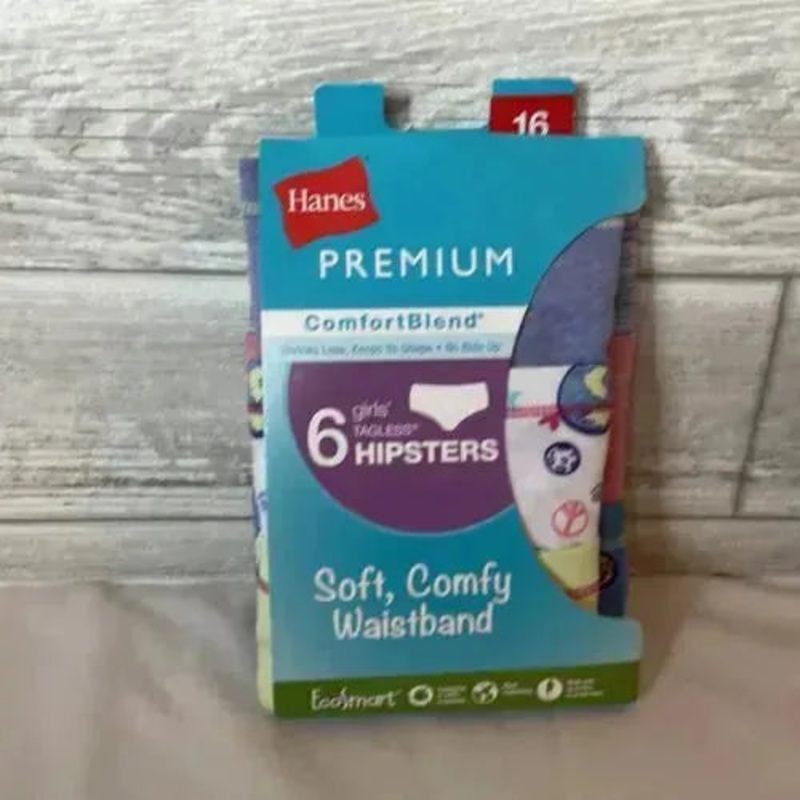 NEW Hanes Premium Hipsters ComfortBlend Sz 16, 6Pk
