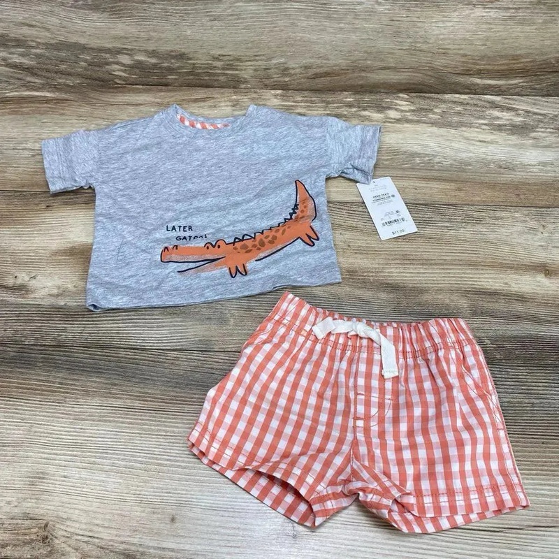 NEW Just One You 2pc Later Gator Shirt & Shorts sz 3m Grey 3m New