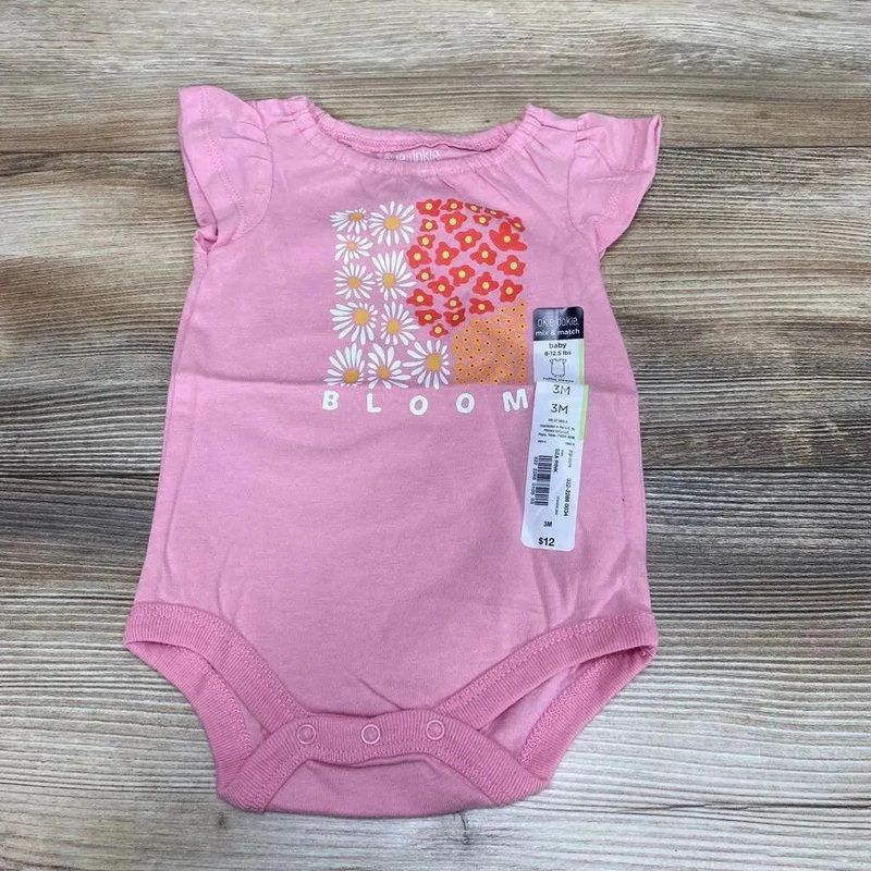 NEW Okie Dokie Ruffle Sleeve Floral Bodysuit sz 3m Pink 3m New