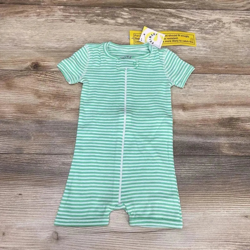 NEW Primary Organic Striped Sleep Romper sz 3-6m Green 3-6m New