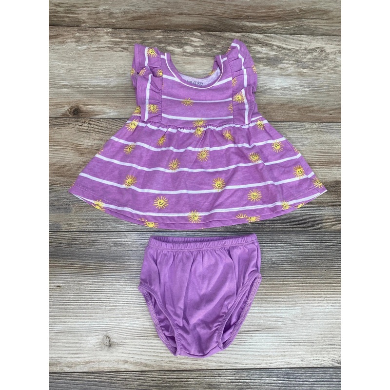 Okie Dokie Purple 2pc Striped Dress & Bloomers sz Newborn