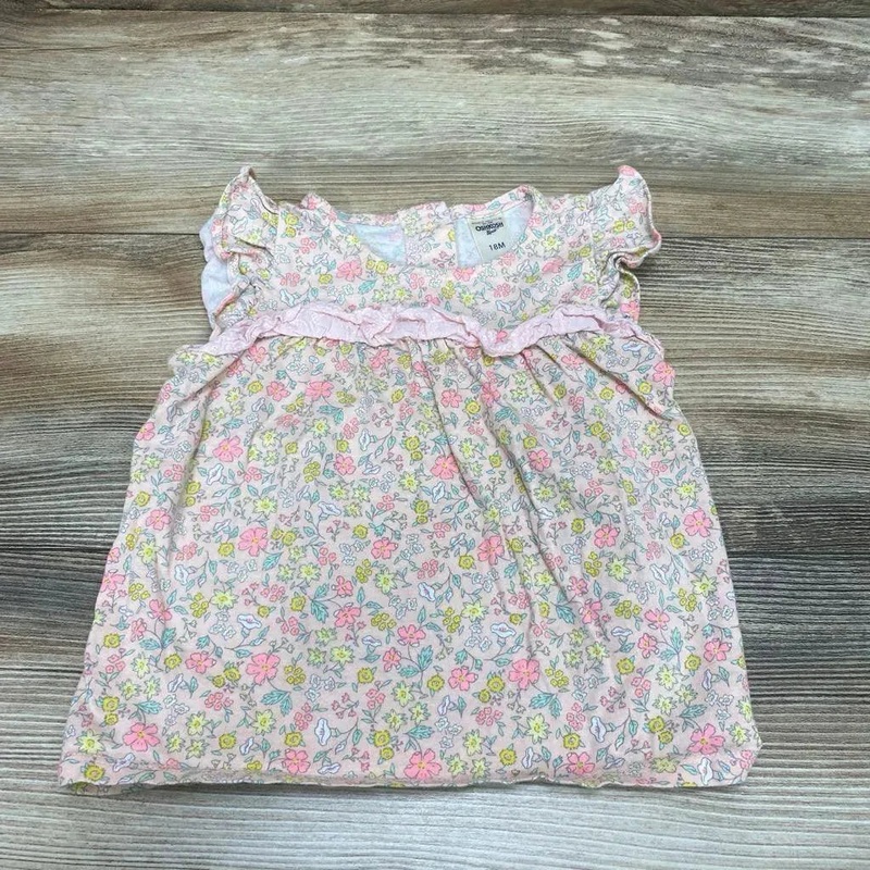 OshKosh Floral Ruffle Shirt sz 18m Pink 18m Used