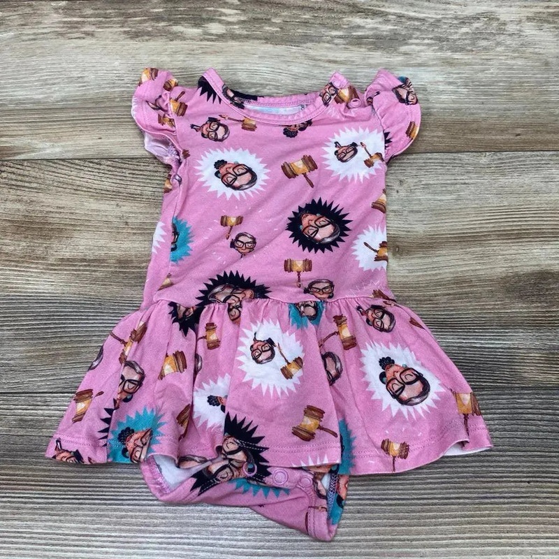 Ruth Bader Ginsburg Ruffled Cap Sleeve Twirl Skirt Bodysuit sz 3-6m Pink 3-6m Used