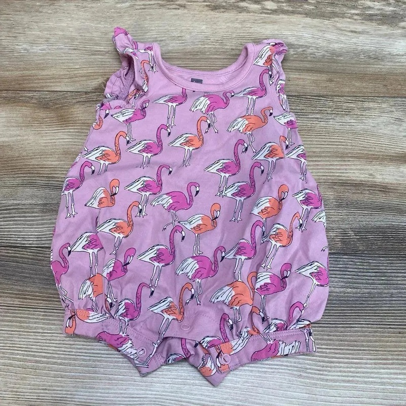 TEA Brand Flamingo Romper sz 3-6m Pink 3-6m Used