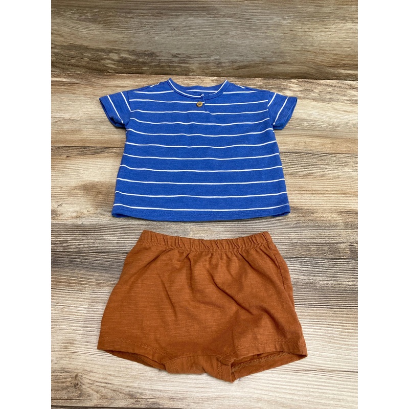Cat & Jack 2pc Striped Shirt & Shorts Blue sz 6-9m