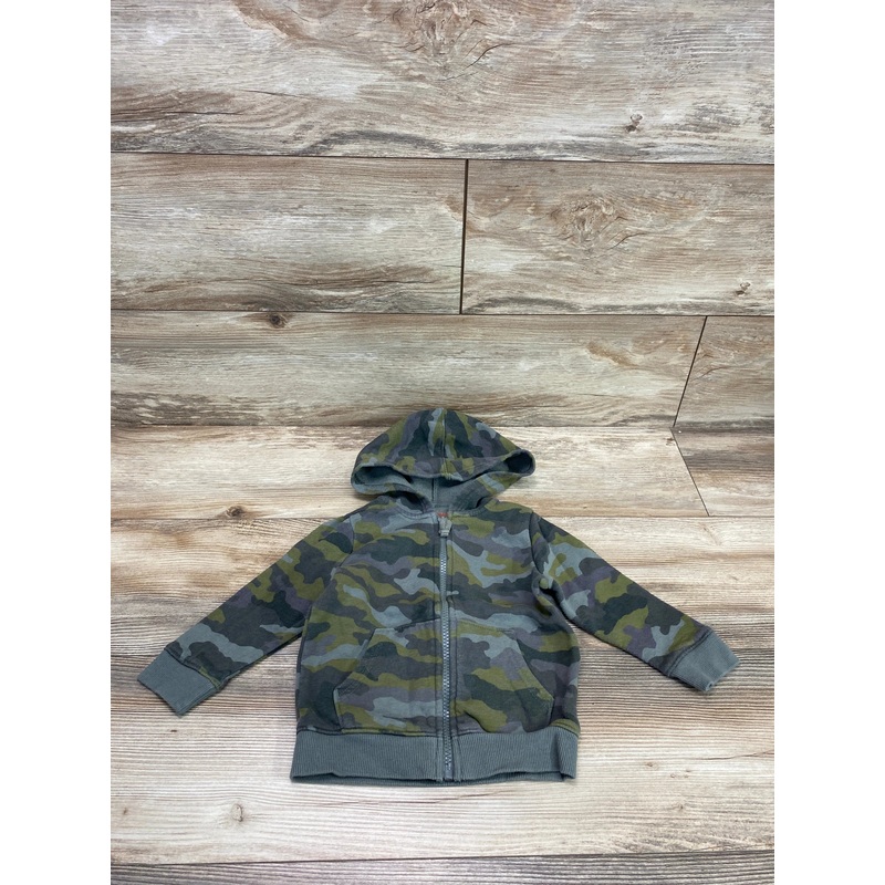 Cat & Jack Camo Full Zip Hoodie Green sz 18m