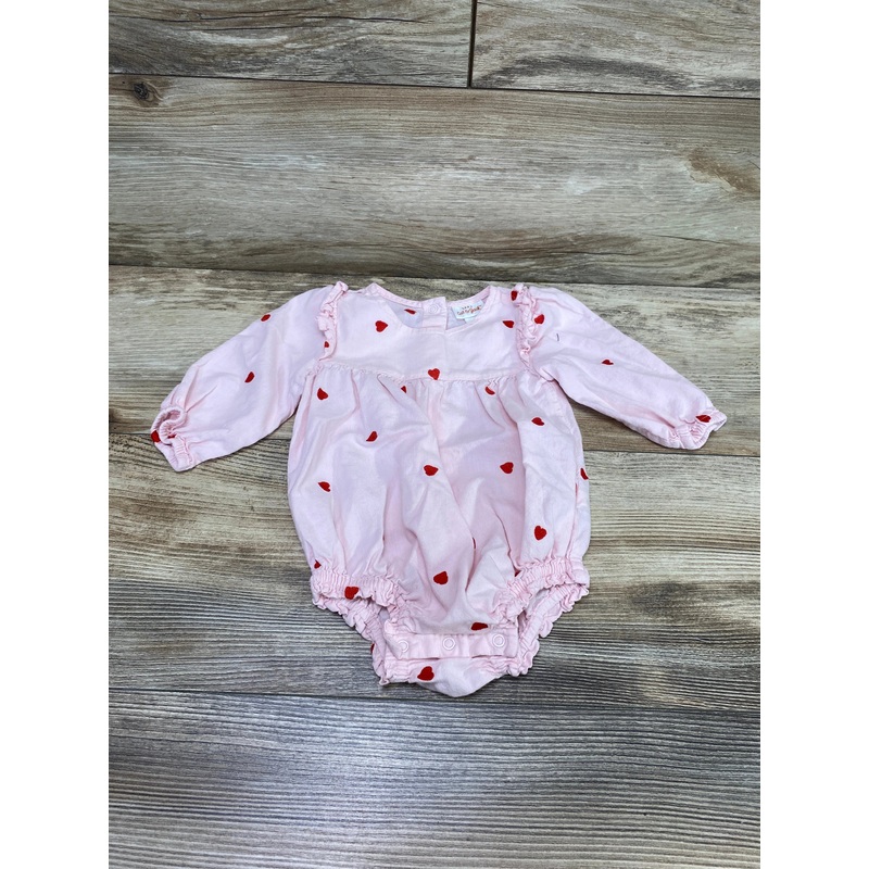 Cat & Jack Embroidered Hearts Romper Pink sz 3-6m